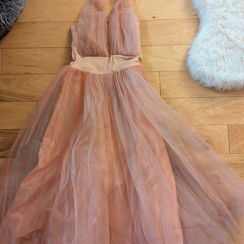 Vintage 50s Peach Tulle Dress